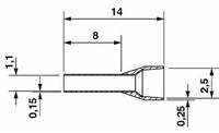 Ferrule 0.5 mm2, MOQ100 pcs, 3200014 Phoenix Contact