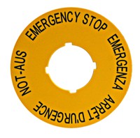 Marķējums "Emergency Stop" dzeltens, 90 mm, MM216465 Schrack Technik
