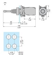 Joystick controller, plastic, 22mm, 4 directions, stay put, 1NO, XD4PA14 Schneider Electric