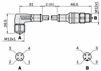 DSL-1204-B02MN CABLE, ST/DS 2M0 M12M12