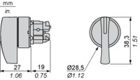 Pārslēdža galva 2 pozīcijas, ar fiksāciju, 22mm, Melna, Harmony XB4 ZB4BJ2 Schneider Electric