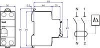 Устройство защитного отключения (RCCB), 63A, 1P+N, 10kA, A9R41263 Schneider Electric