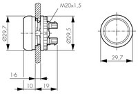 Pārslēdža galva 2 pozīcijas, ar fiksāciju, 22mm, Zila MM216831 Schrack Technik