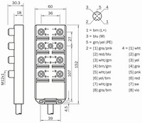 Sensor Junction box SBL-08D12-KC05, 8x M12, 5-PIN, LED, 5m, 6028396 Sick
