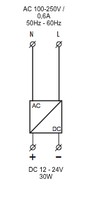 Barošanas bloks 110-230V AC uz 24V DC, 2, 5A, 30W, PS30R Elko EP