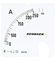 Ammeter scale plate 72x72mm 250/500/5A VAC, MGS57250-A Schrack Technik